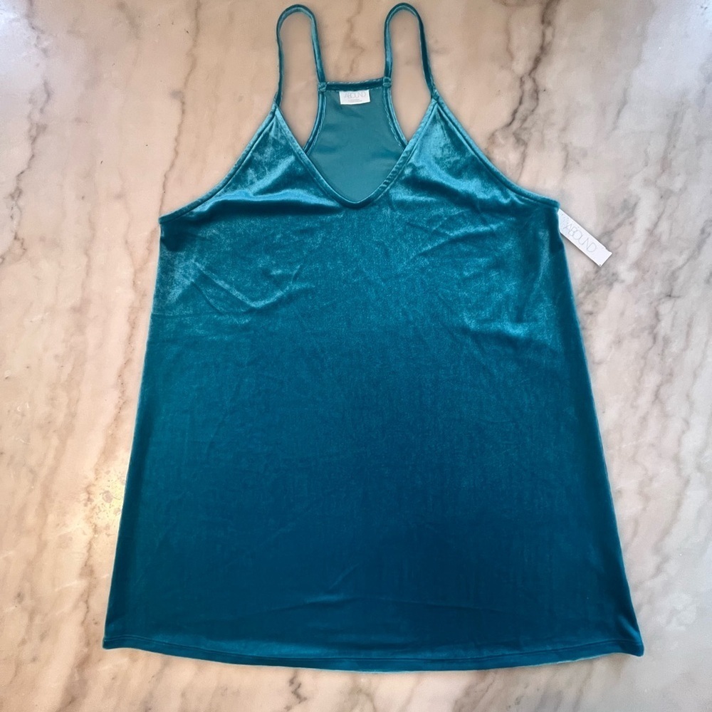 NWT Abound Womens Teen Juniors Teal Velvet Swing Dress Size Large